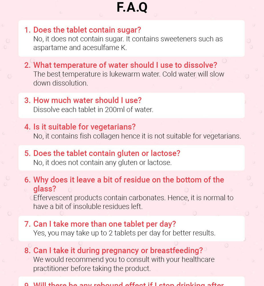 FAQ for our collagen tablet.